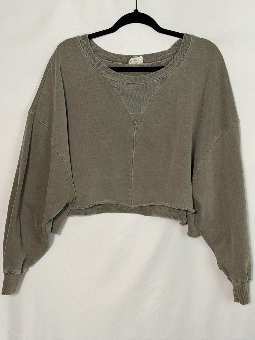 Peach Love California Washed Olive Cropped Sweatshirt - Picture 3 of 8